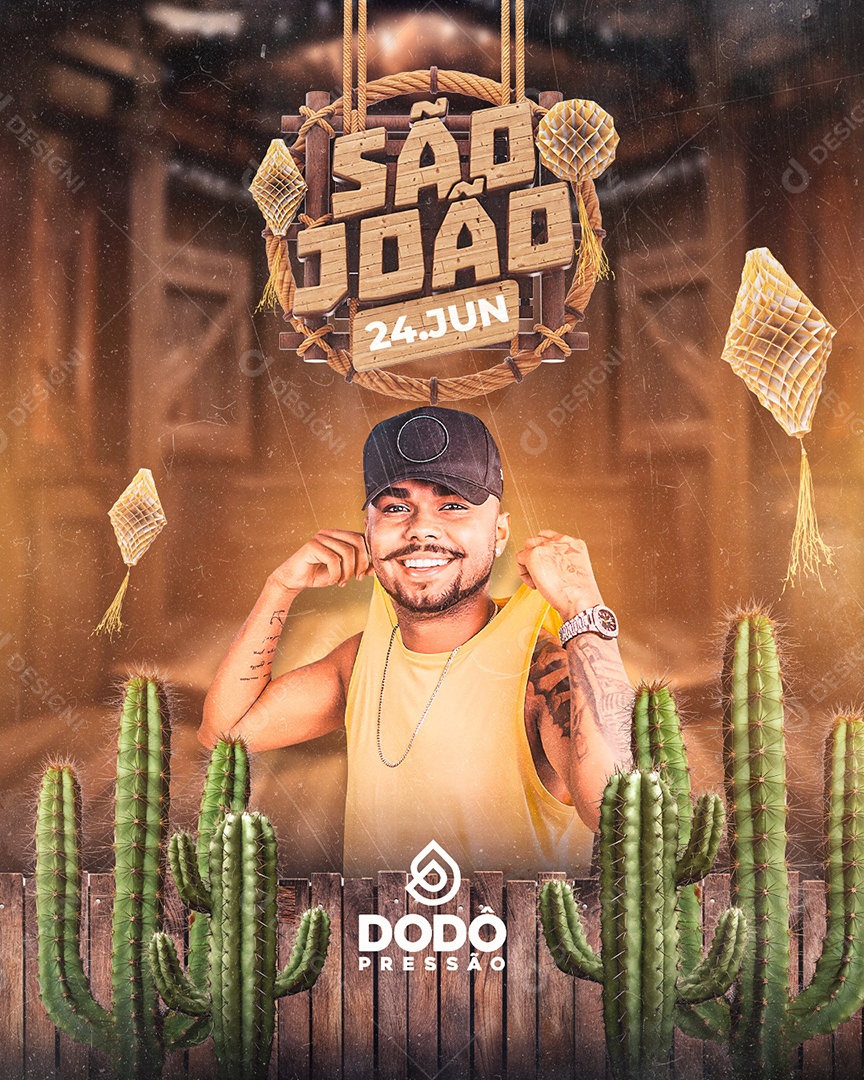 Flyer de São João Dodô Pressão Social Media PSD Editável