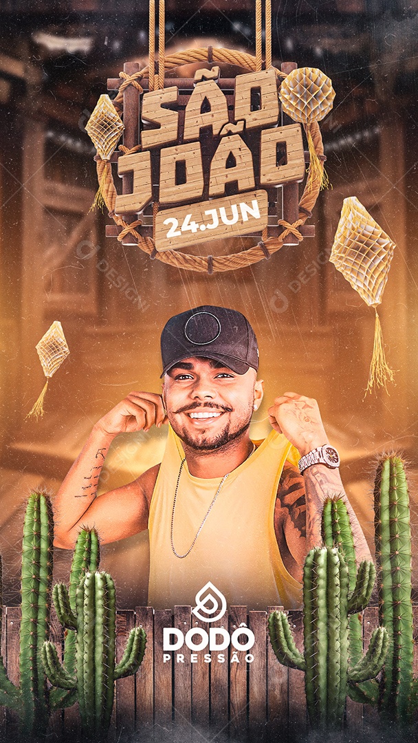 Flyer de São João Dodô Pressão Story Social Media PSD Editável
