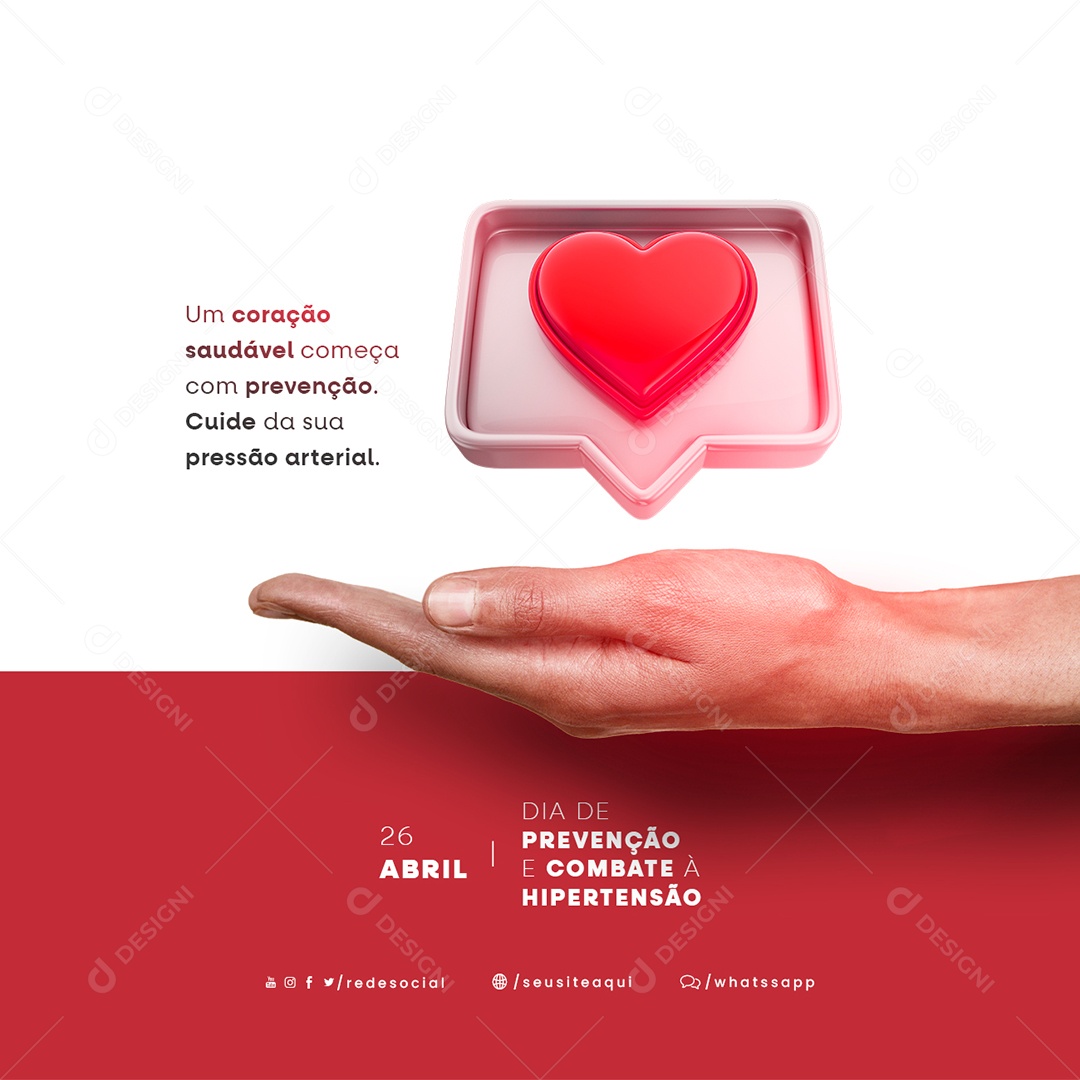 Um Coração Saudável Começa Dia De Prevenção E Combate À Hipertensão Arterial Social Media PSD Editável