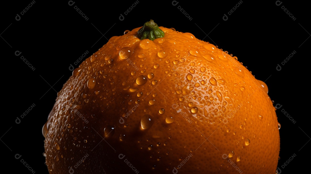 Laranja fresca em fundo escuro.