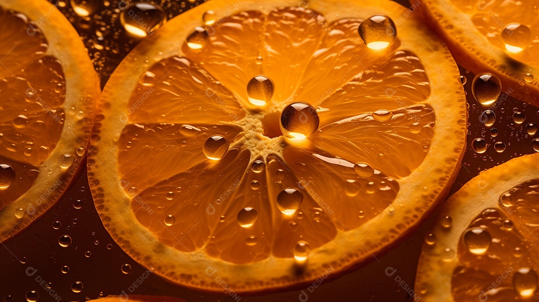 Laranja fresca em fundo escuro.