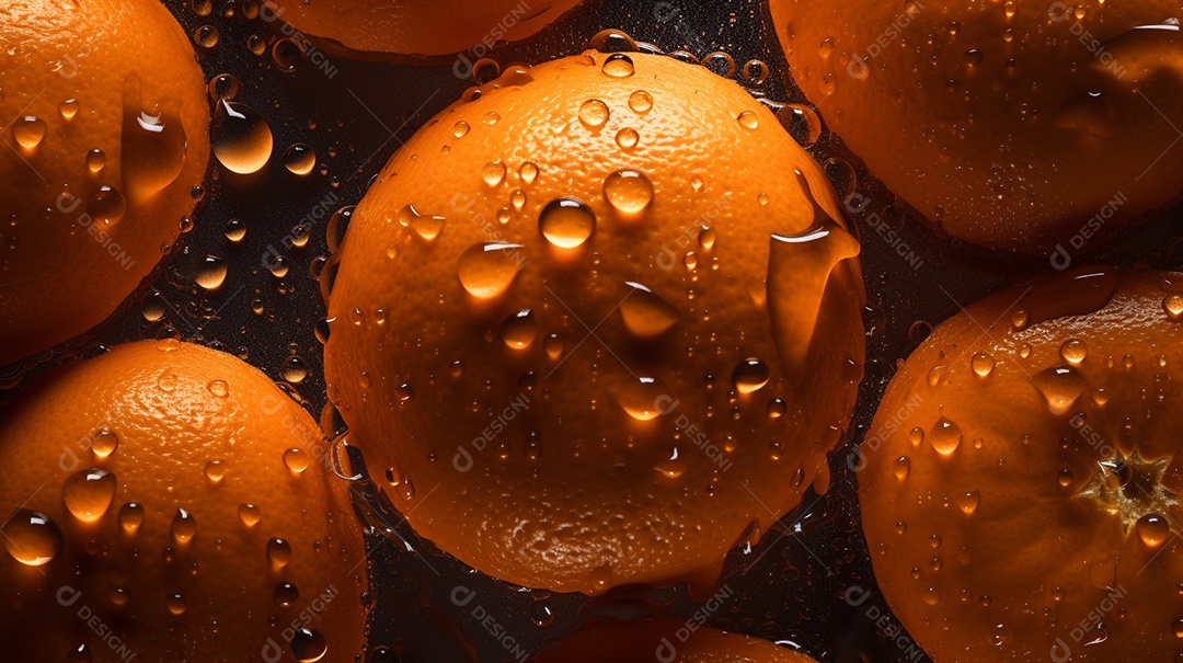 Laranja fresca em fundo escuro.