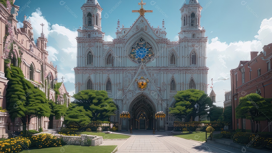 Linda imagem realista de igreja.