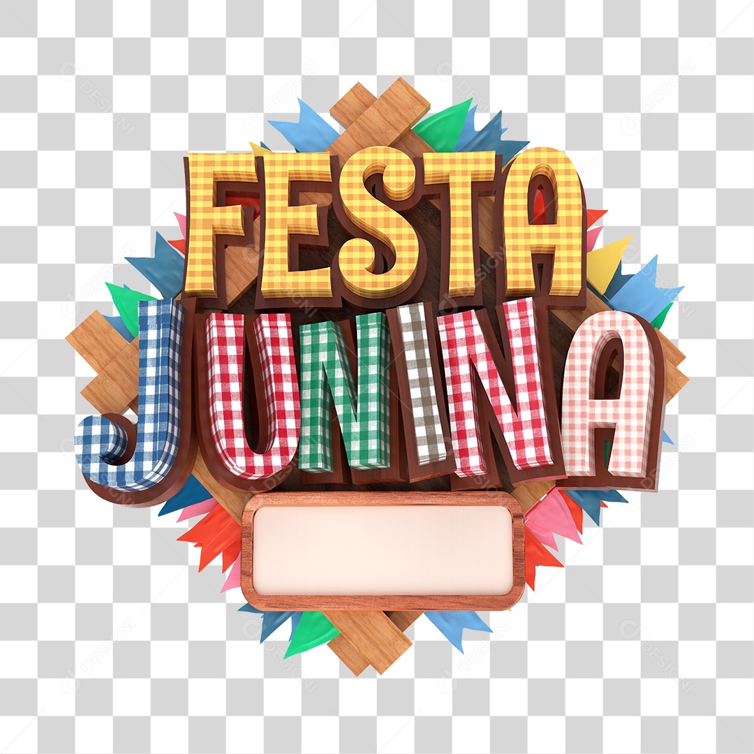 Festa Junina Xadrez  Selo 3D PNG Transparente