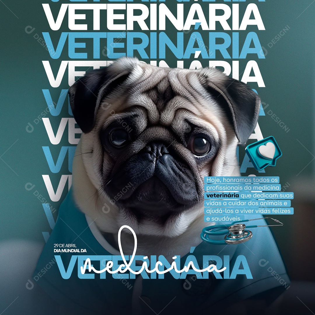 Hoje Honramos Todos Os Profissionais Dia Mundial Da Medicina Veterinária Social Media PSD Editável