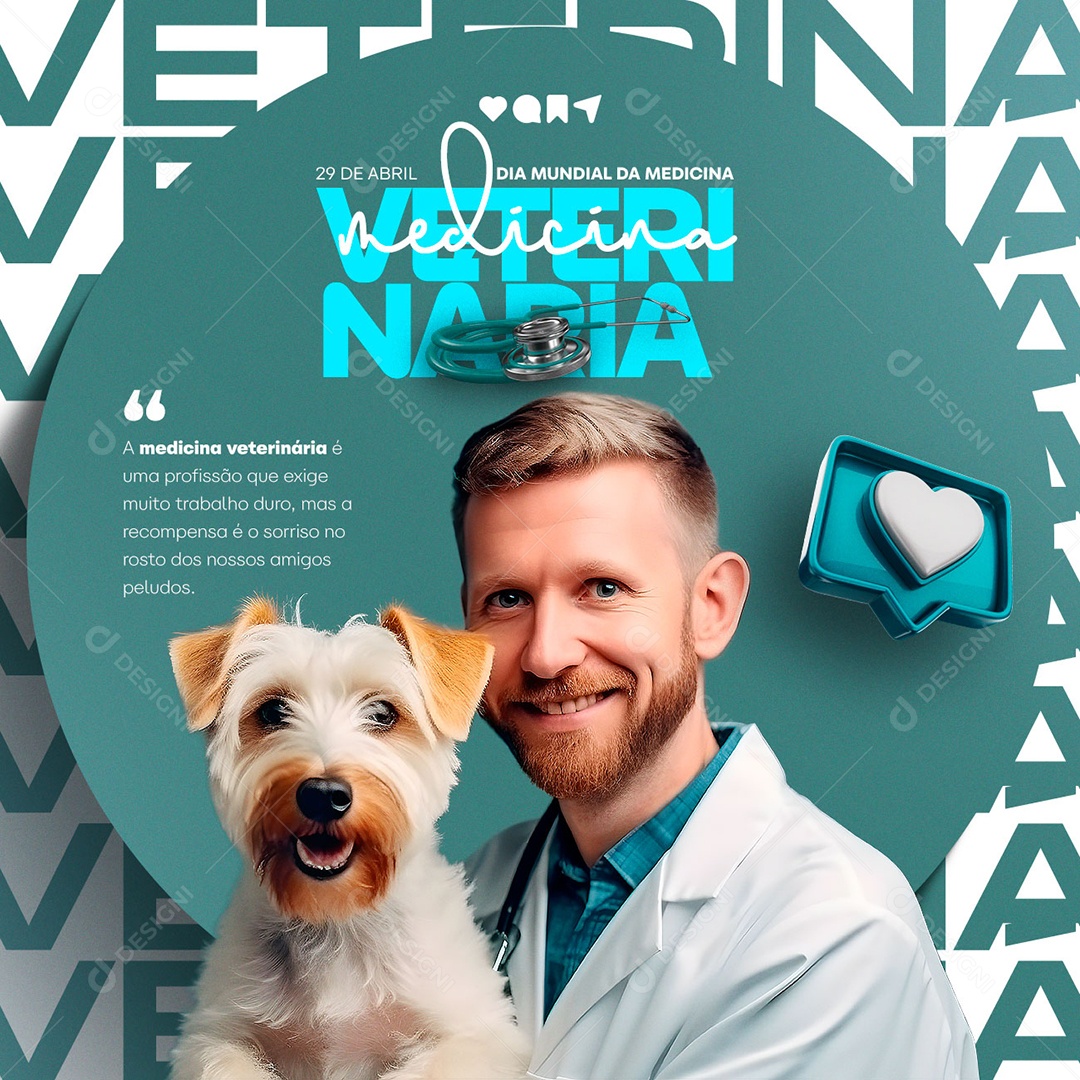 A Medicina Veterinária é Uma Profissão Que Exige Muito Trabalho Duro Social Media PSD Editável