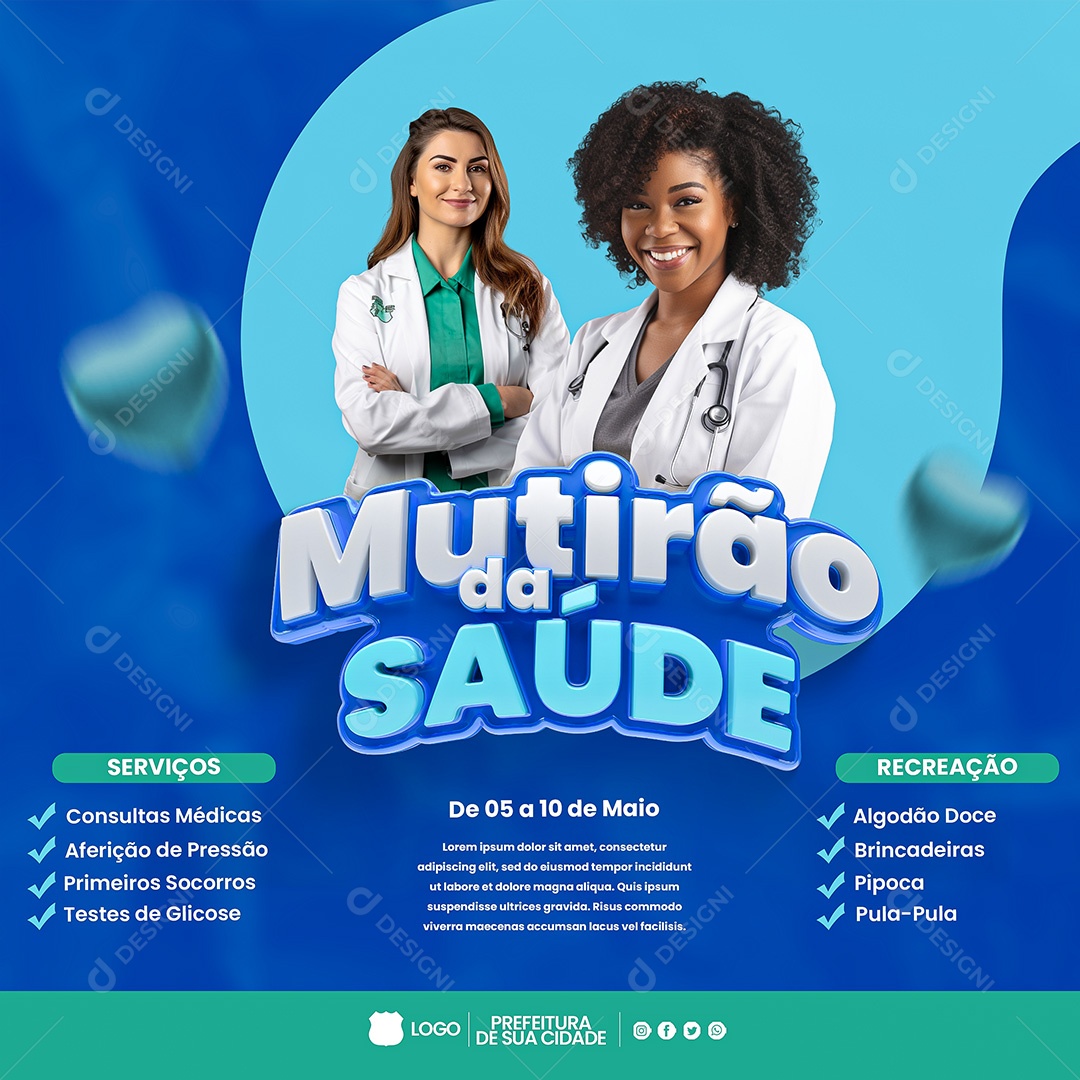 Social Media Mutirão Da Saúde 05 A 10 De Maio PSD Editavel
