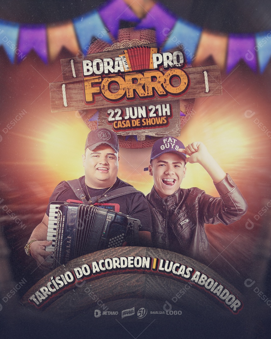 Social Media Flyer Feed Bora Pro Forró PSD Editavel