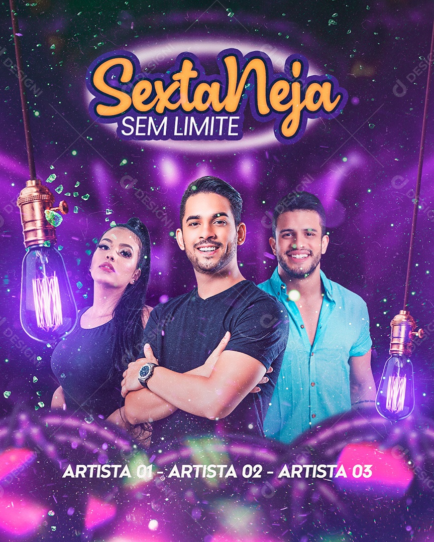 Flyer Sextaneja Sem Limite Cantores Social Media PSD Editável