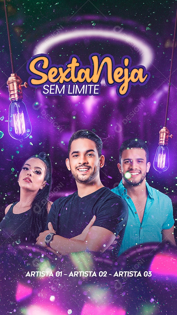 Flyer Sextaneja Sem Limite Cantores Story Social Media PSD Editável
