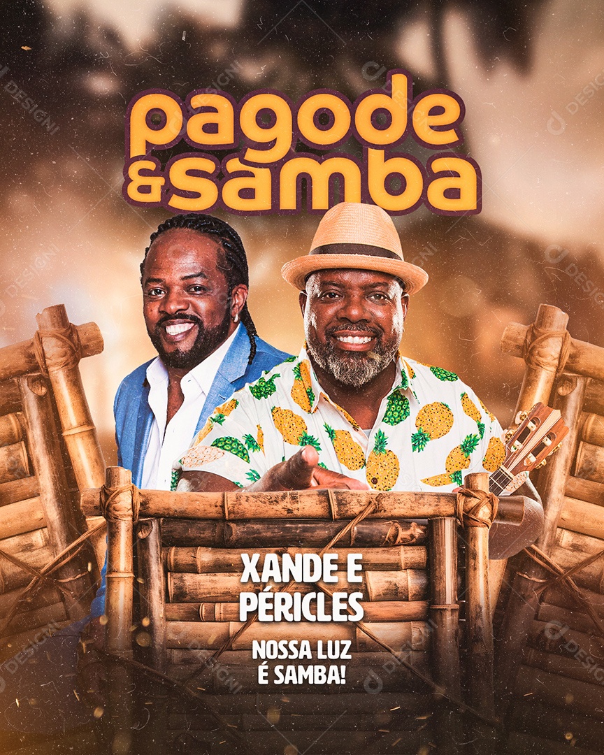Flyer Pagode e Samba Xande e Péricles Social Media PSD Editável