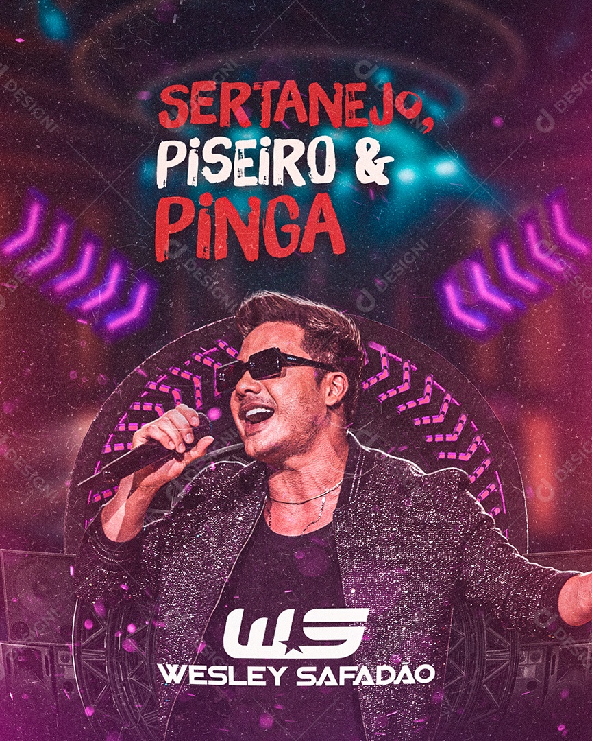 Flyer Sertanejo Piseiro e Pinga Wesley Safadão Social Media PSD Editável
