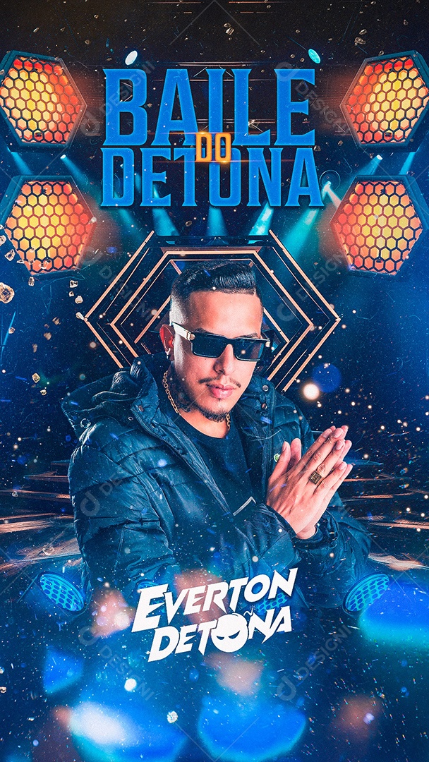 Flyer Baile do Detona DJ Everton Detona Story Social Media PSD Editável