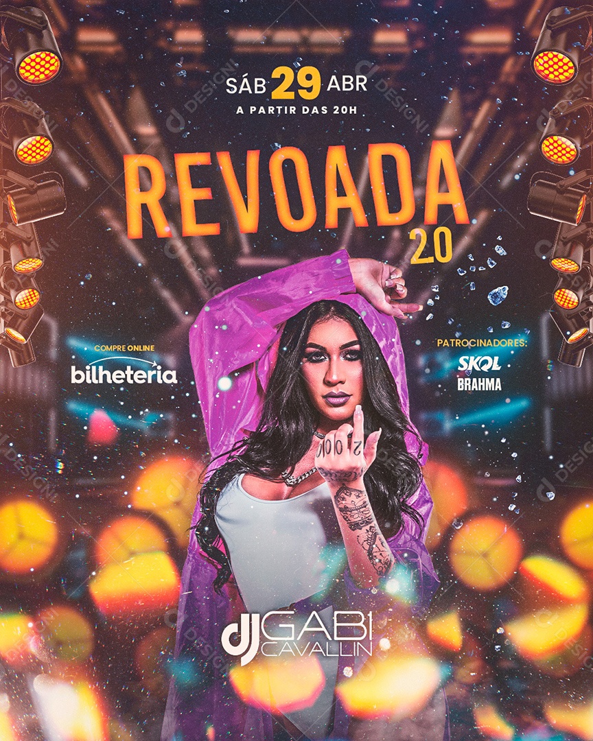 Flyer Revoada Dj Gabi Cavallin Social Media PSD Editável