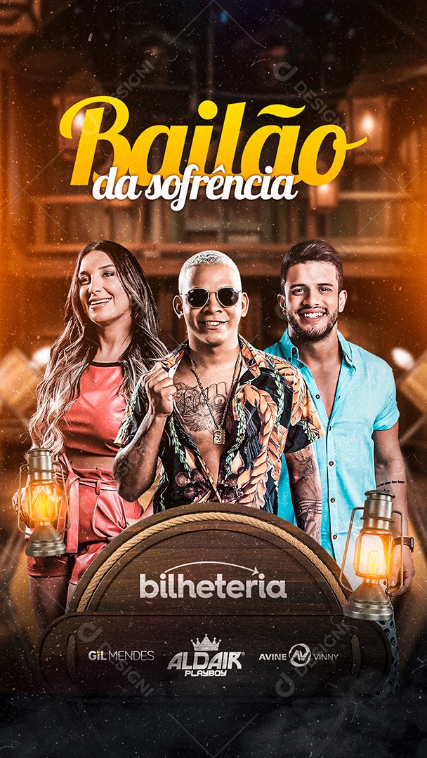 Flyer Bailão da Sofrência Story Social Media PSD Editável