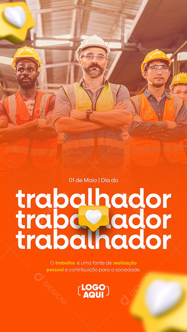 Social Media Story O Trabalho é Uma Fonte De Realização Dia Do Trabalhador PSD Editável