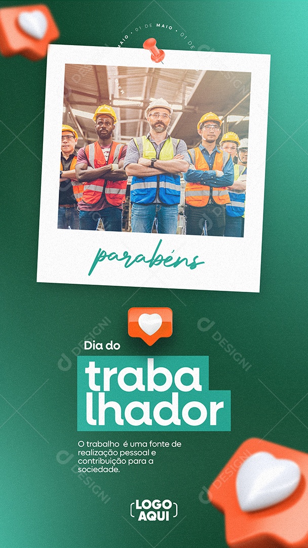 Story O Trabalho é Uma Fonte De Realização Pessoal e Contribuição Dia Do Trabalhador Social Media PSD Editável