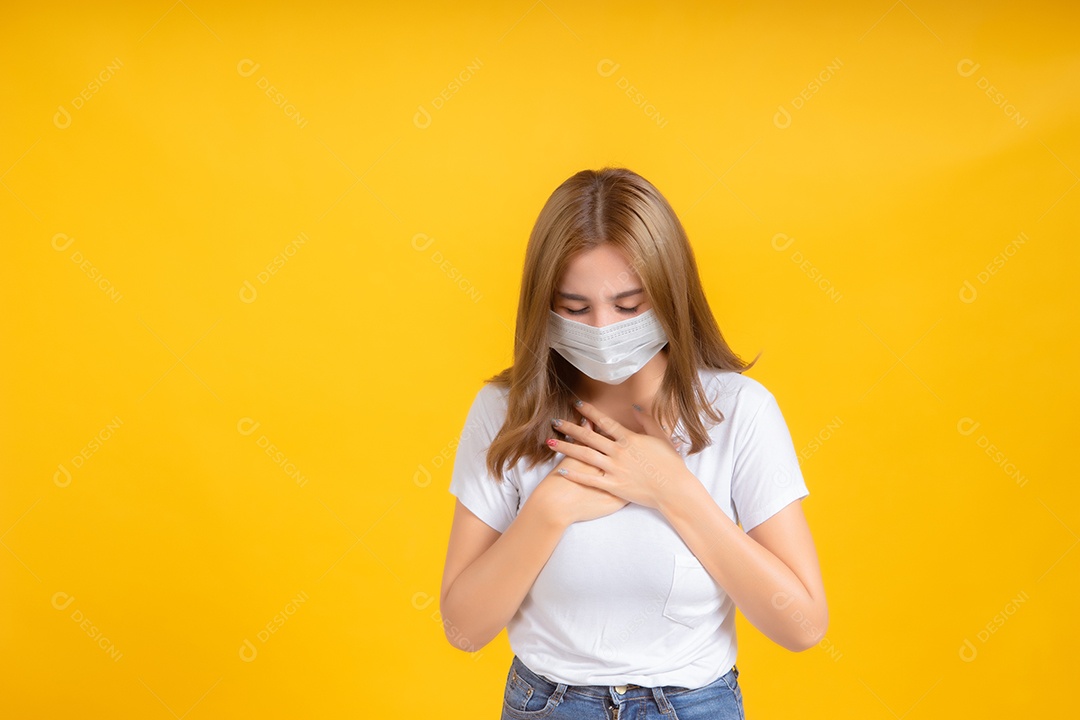 Máscara de coronavírus covid 19 protege filtro de infecção de tosse jovem asiática