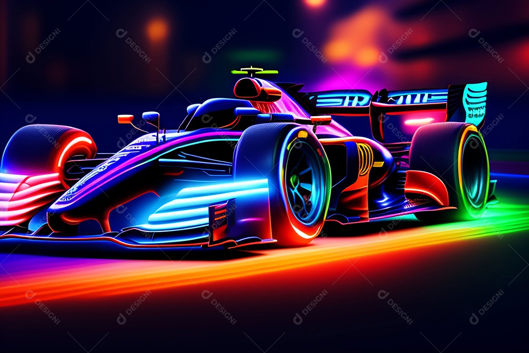 Carro esportivo de corrida colorido