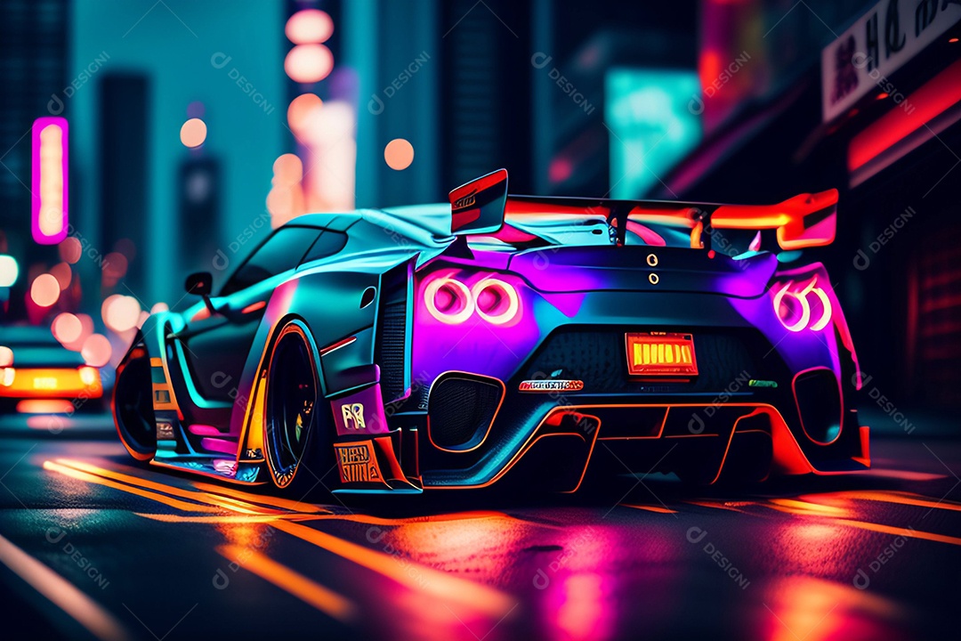 Carro esportivo colorido