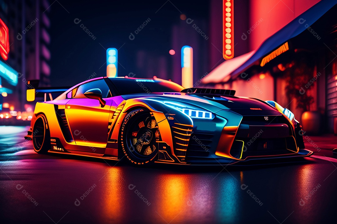 Carro esportivo colorido