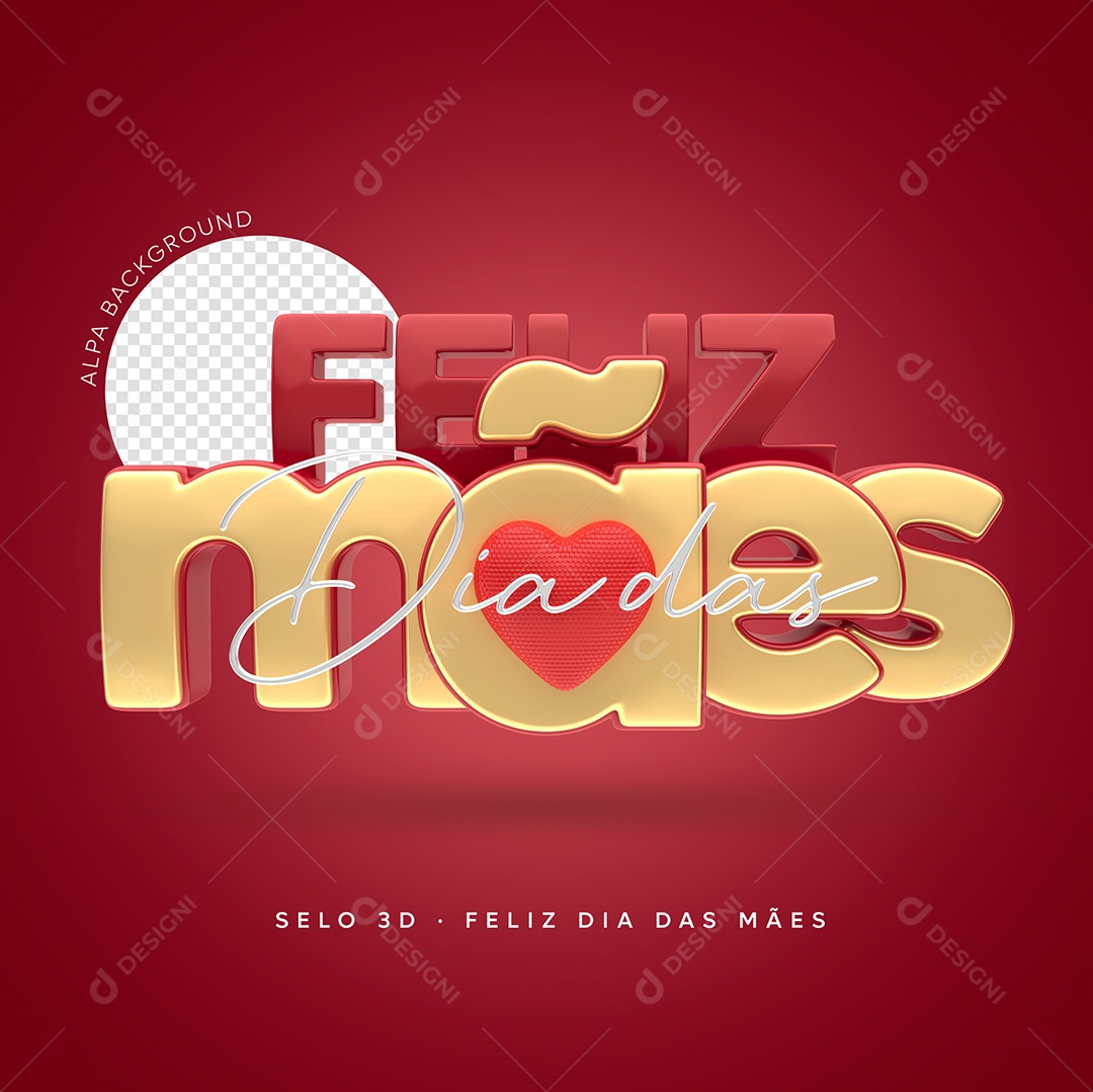 Selo 3D Para Composição Feliz Dia Das Mães PSD