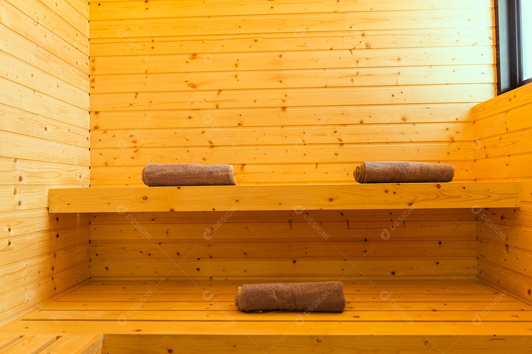 Sala de sauna vazia de fundo dourado de luxo tradicional