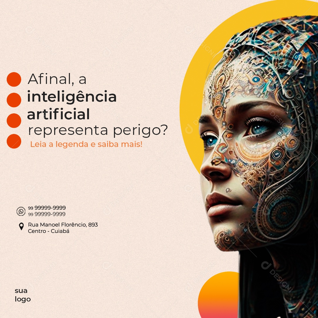 After all, is Artificial Intelligence a Danger? Editable Social Media PSD