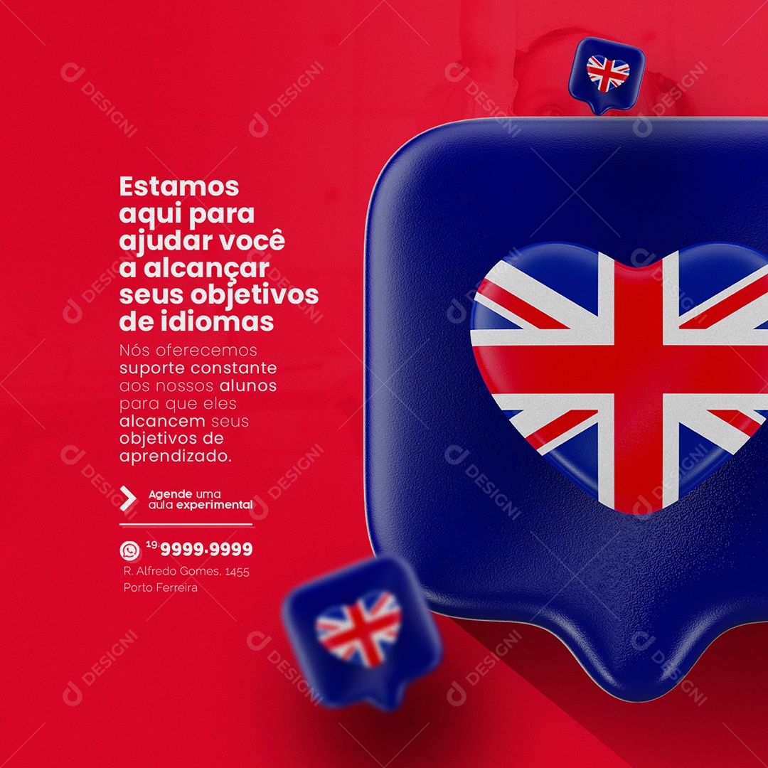 Estamos Aqui Para Ajudar Você A Alcançar Seus Objetivos Escola De Idiomas Social Media PSD Editável