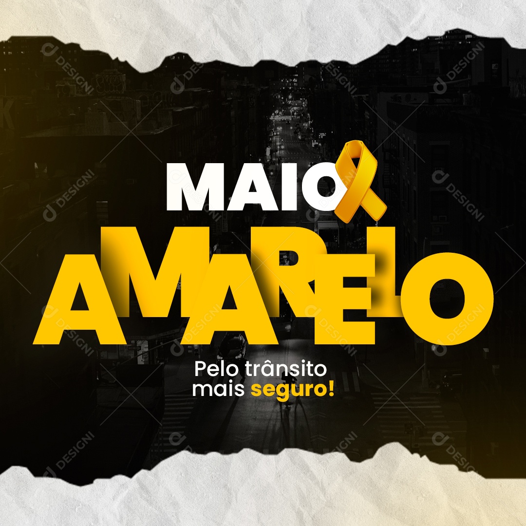 Social Media Maio Amarelo Pelo Transito Mais Seguro PSD Editavel