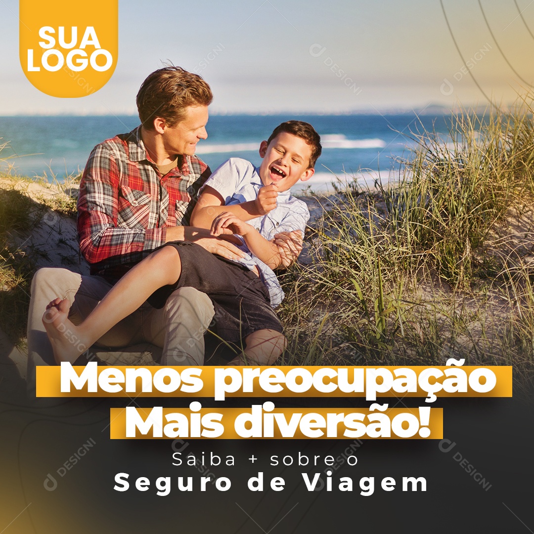 Social Media Seguro De Viagem Menos Preocupação mais Diversão PSD Editável