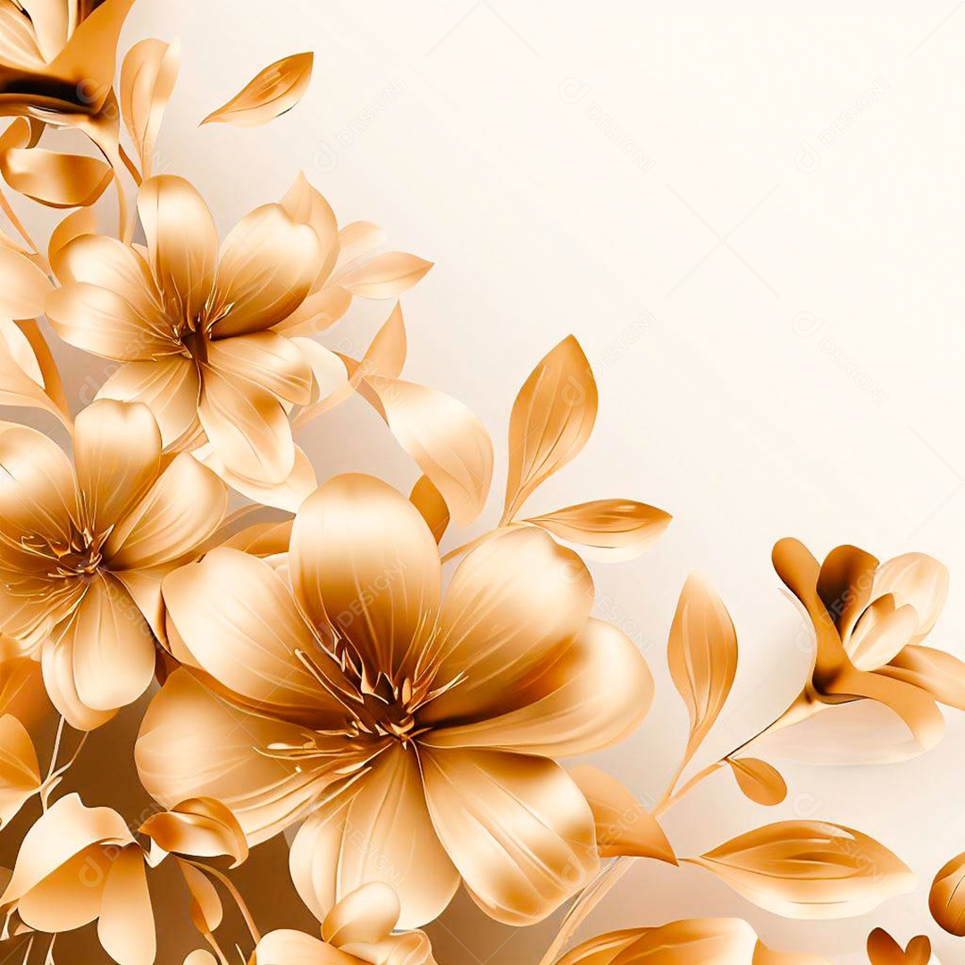 Flores Douradas Sobre Fundo Isolado