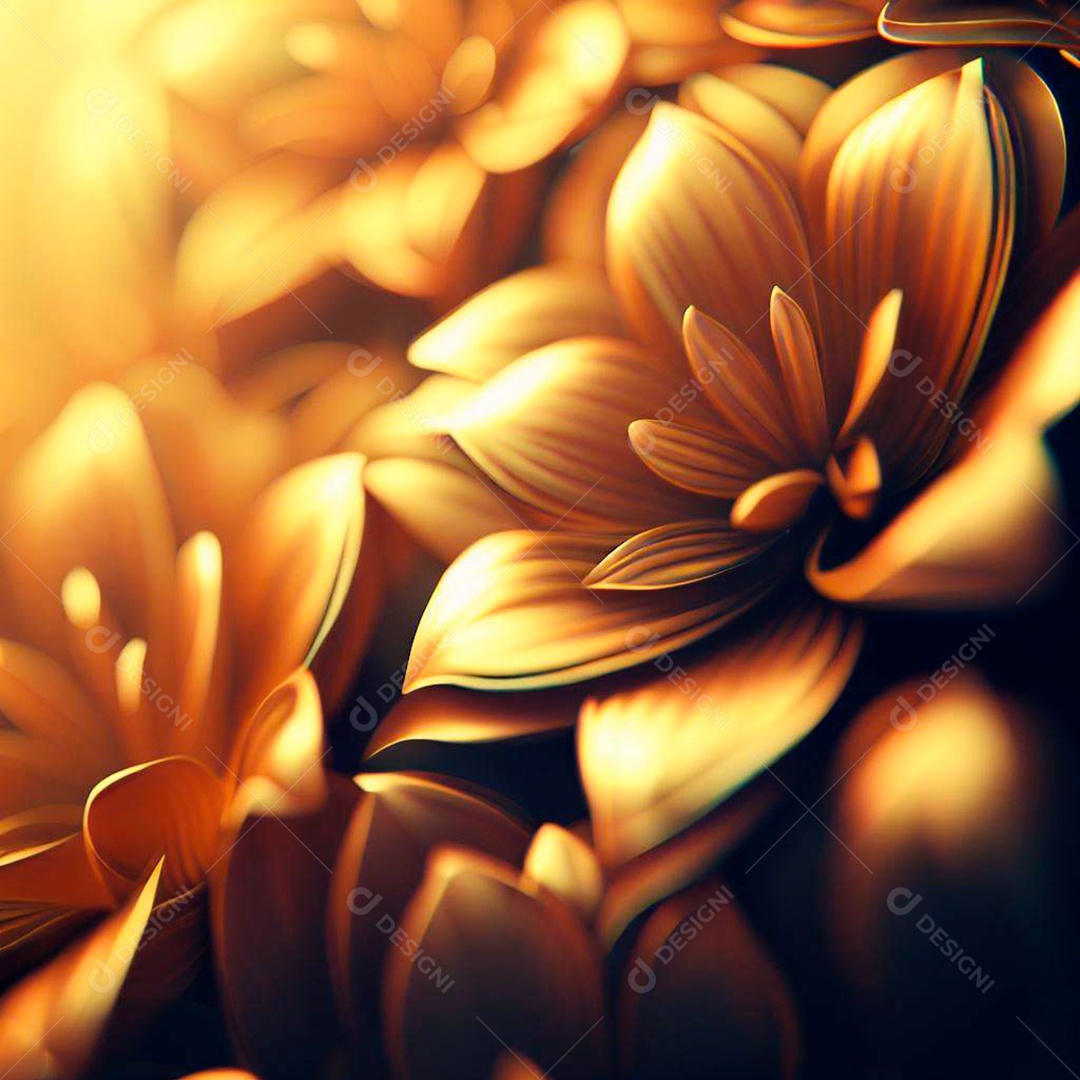 Flores Douradas Sobre Fundo Isolado