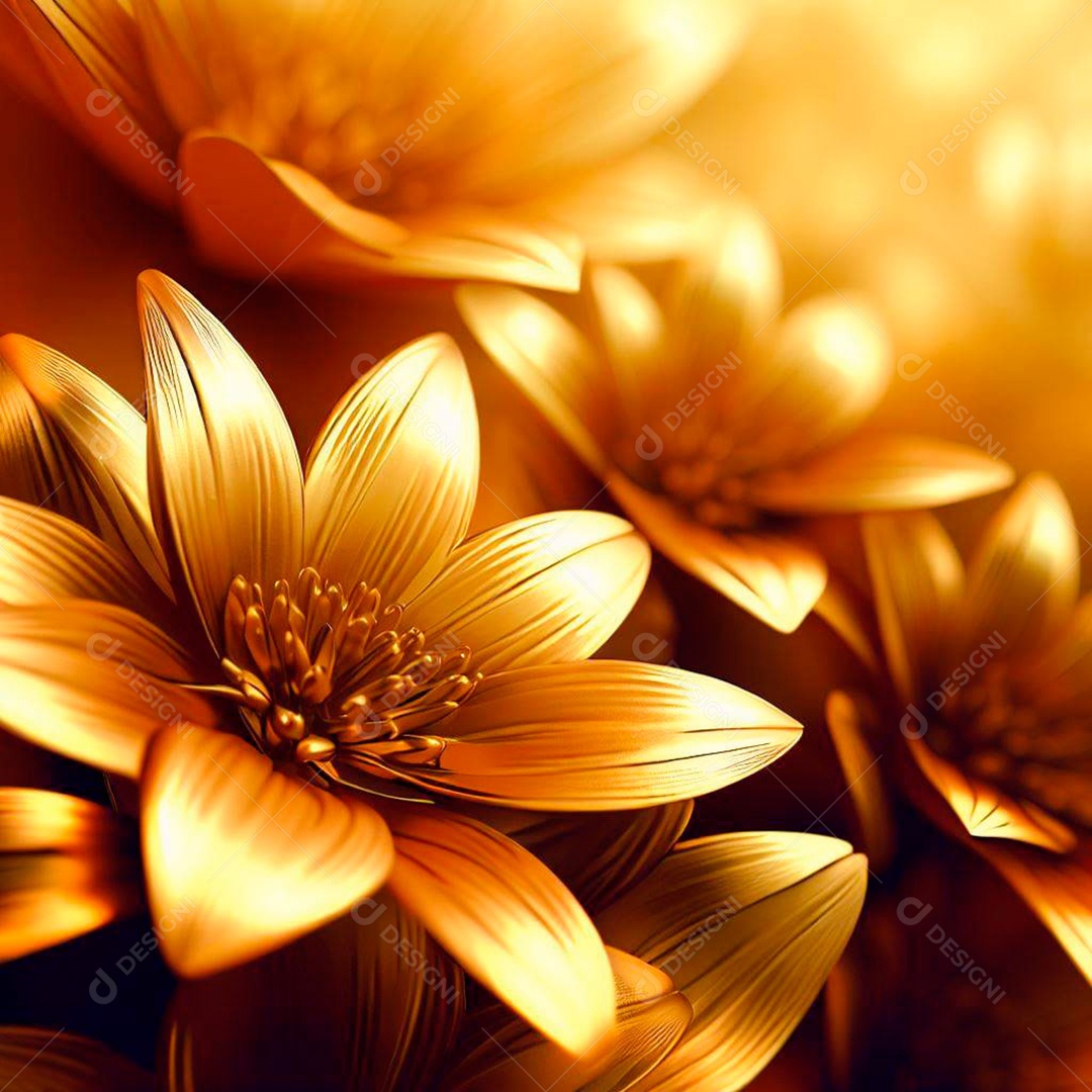 Flores Douradas Sobre Fundo Isolado