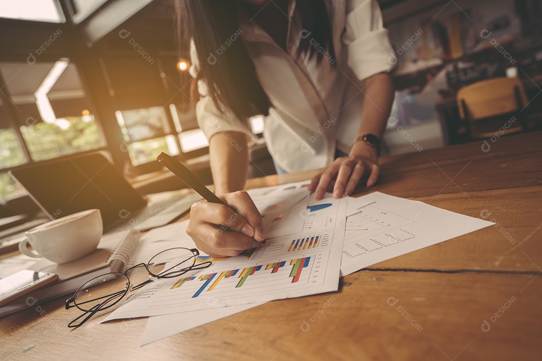 Gráficos de análise de negócios e gráficos de empresária