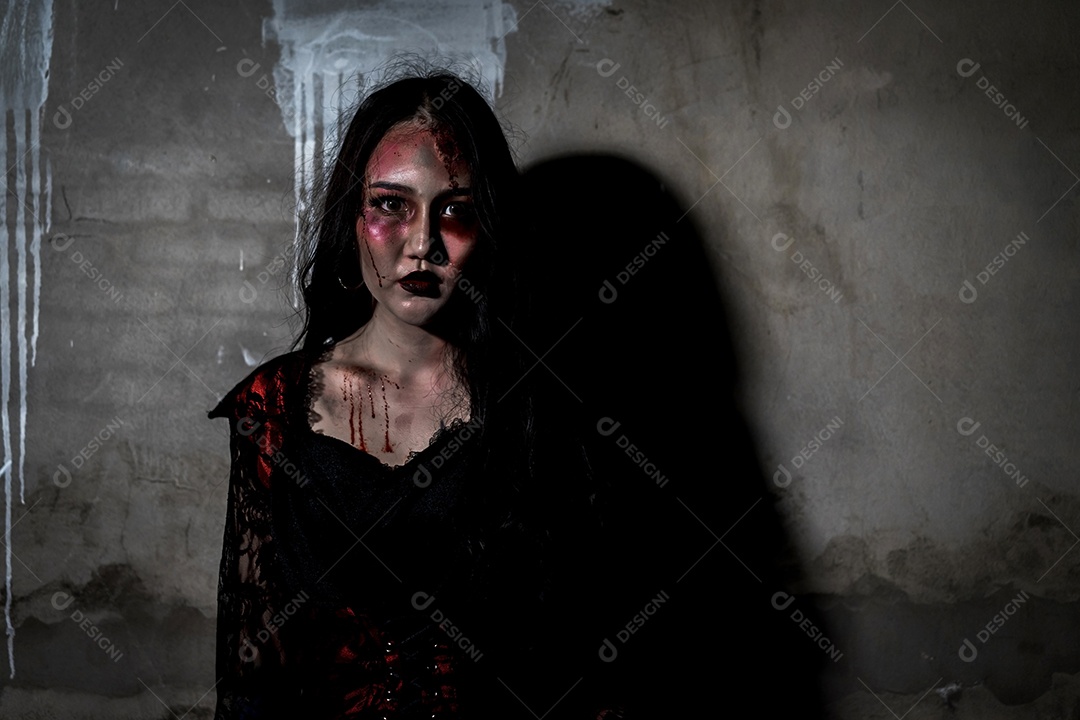 Mulher fantasma cena de terror, conceito halloween