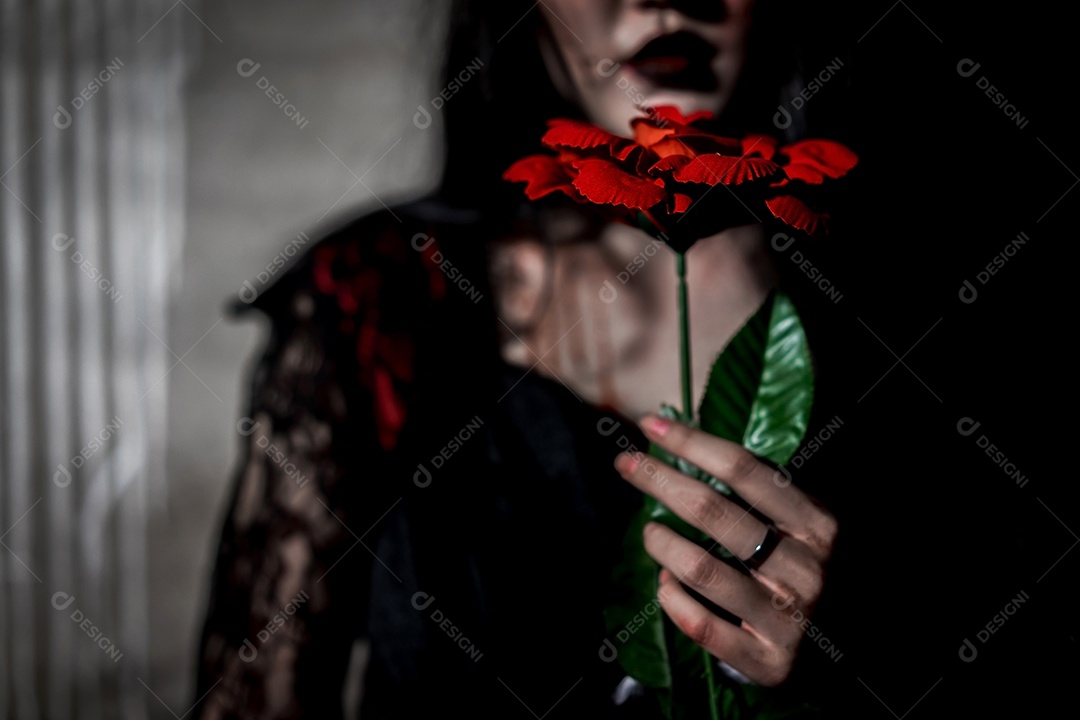 Mulher fantasma cena de terror, conceito halloween