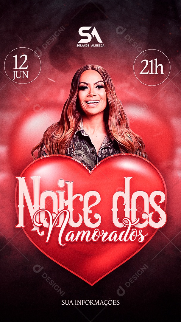 Social Media Flyer Story Noite Dos Namorados Solange Almeida PSD Editavel