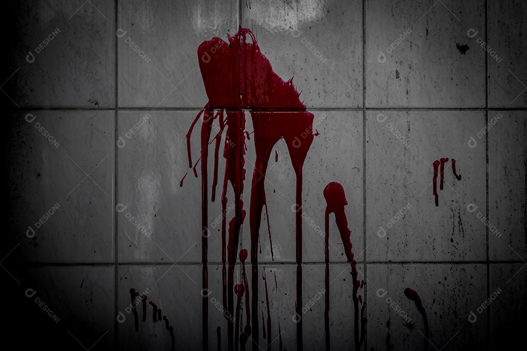 Sangue na parede de cerâmica, conceito halloween