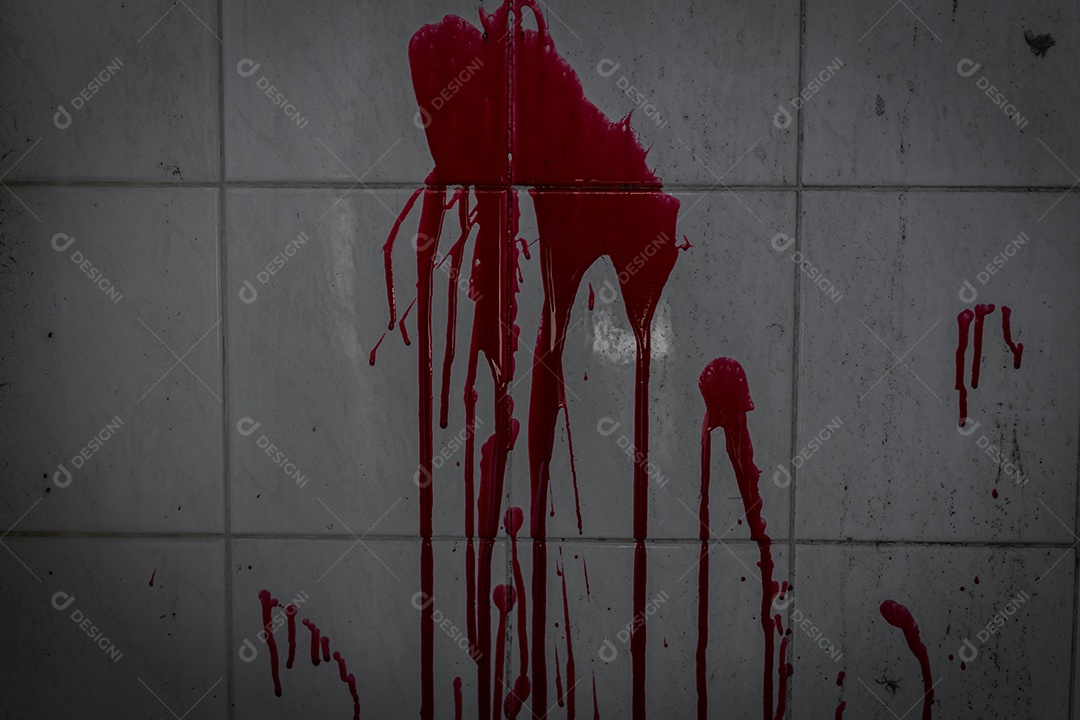 Sangue na parede de cerâmica, conceito halloween
