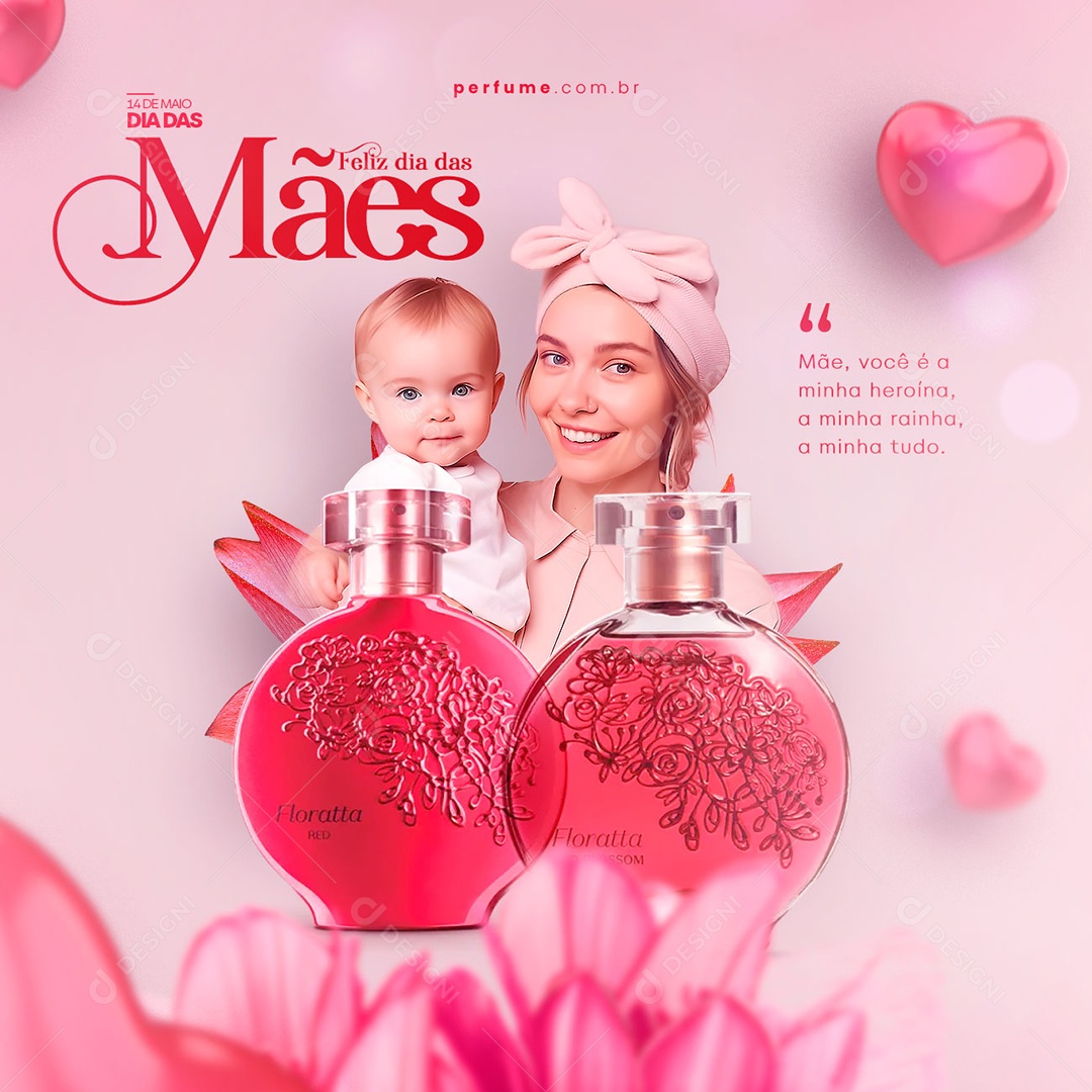 Mãe Você é Minha Heroína Feliz Dia Das Mães 14 De Maio Perfumaria Social Media PSD Editável