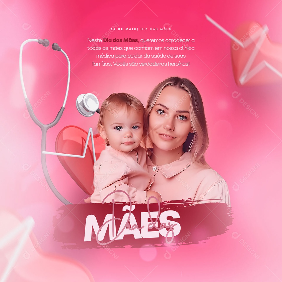 Queremos Agradecer A Todas As Mães 14 De Maio Dia Das Mães Convênio Médico Social Media PSD Editável