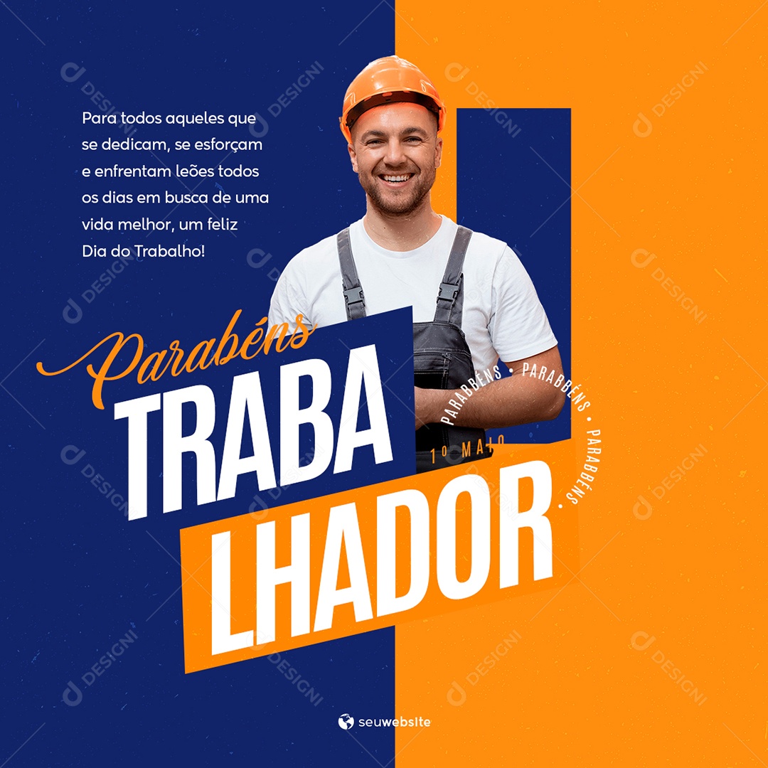 Social Media Dia Do Trabalhador Parabéns PSD Editável
