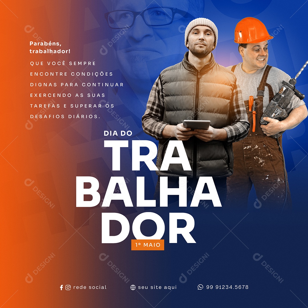 Social Media Dia Do Trabalhador Desafios Diários  PSD Editável