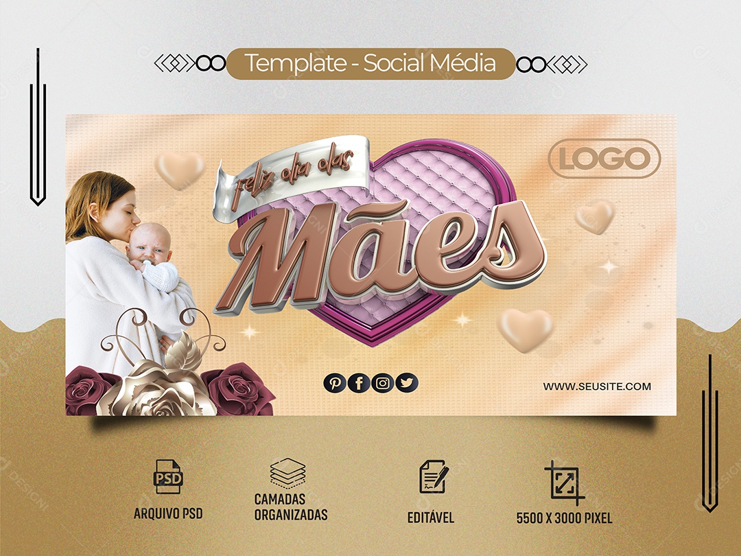 Happy Mother's Day Banner May 14th Social Media PSD Editable