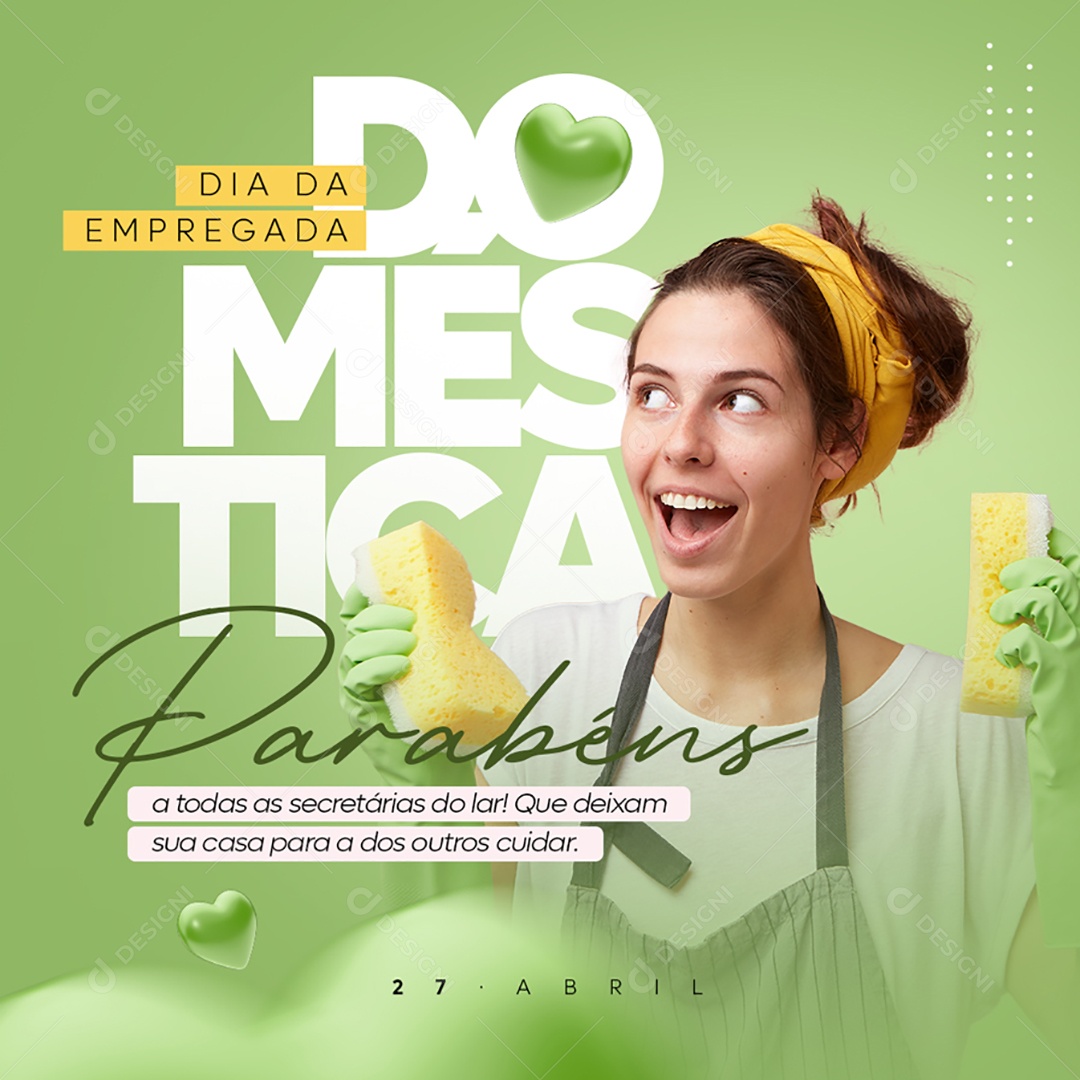 Dia da Empregada Doméstica Parabéns a Todas as Secretárias do Lar! Que Deixam Sua Casa Para a Dos Outros Cuidar Social Media PSD Editável