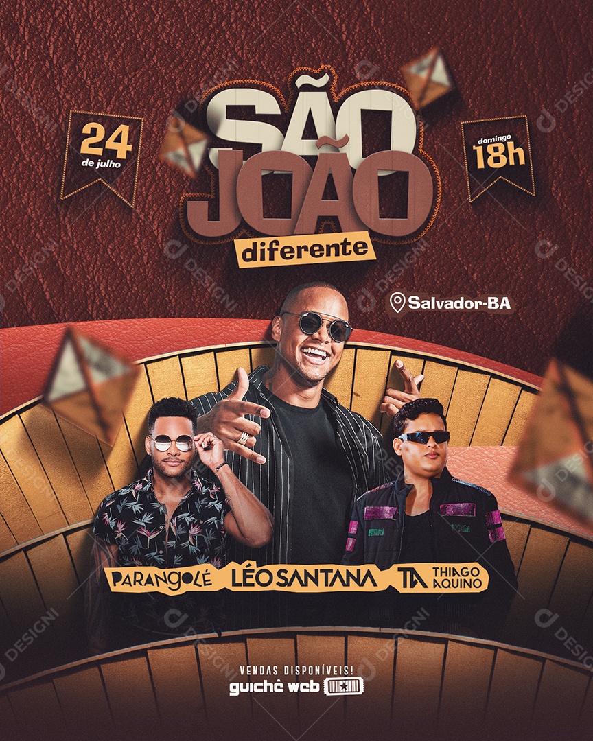 Social Media Flyer São João Diferente Leo Santana Parangolé Thiago Aquino PSD Editavel
