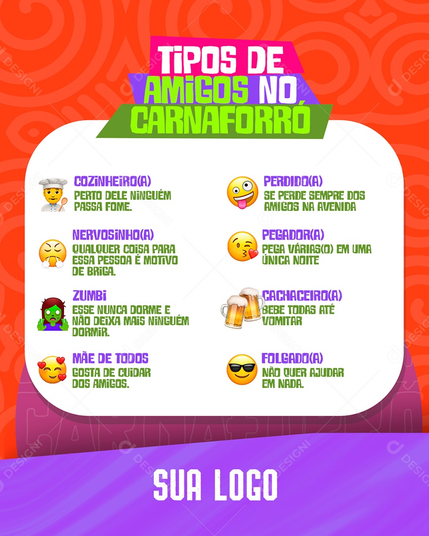 Social Media Tipos De Amigos No Carnaforró  PSD Editável