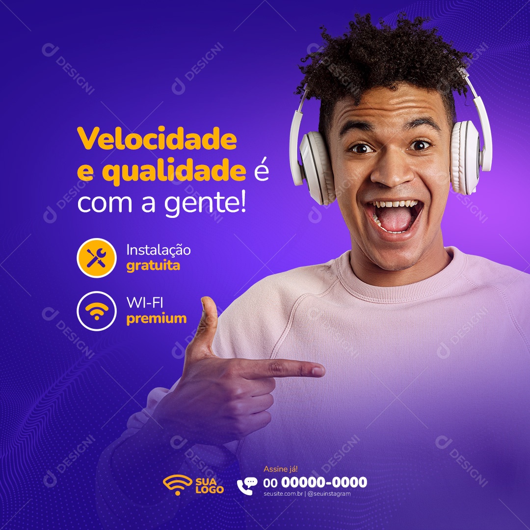 Velocidade e Qualidade é Com a Gente Social Media PSD Editável