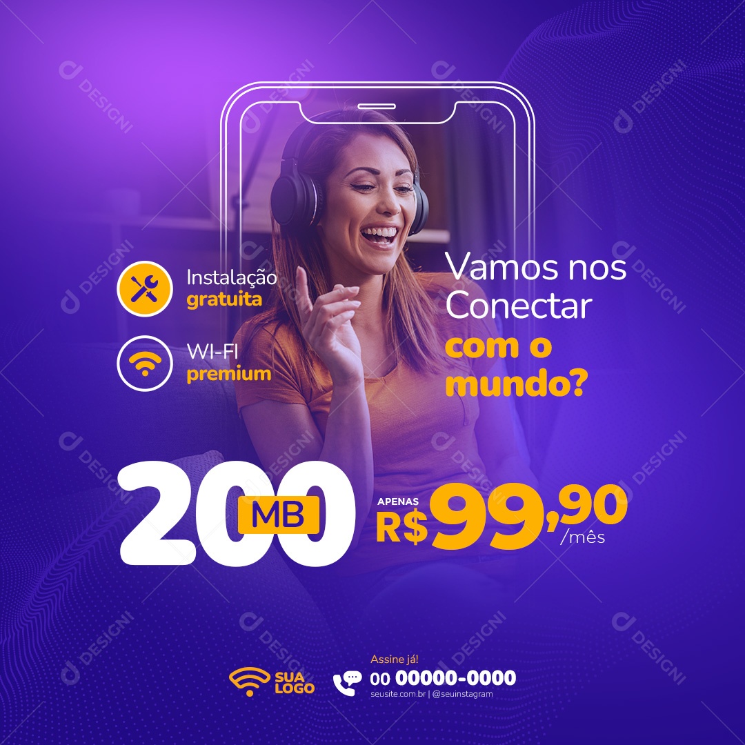 Vamos Nos Conectar Com o Mundo Social Media PSD Editável